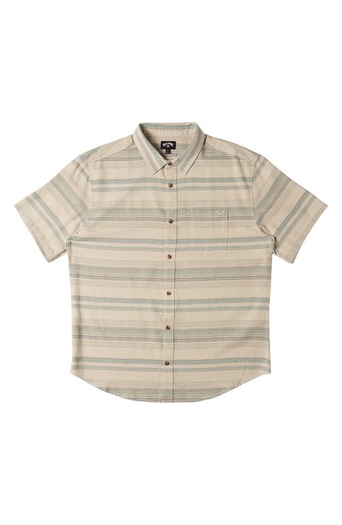 Shop Billabong Kids' All Day Stripe Short Sleeve Button-up Shirt In Cream