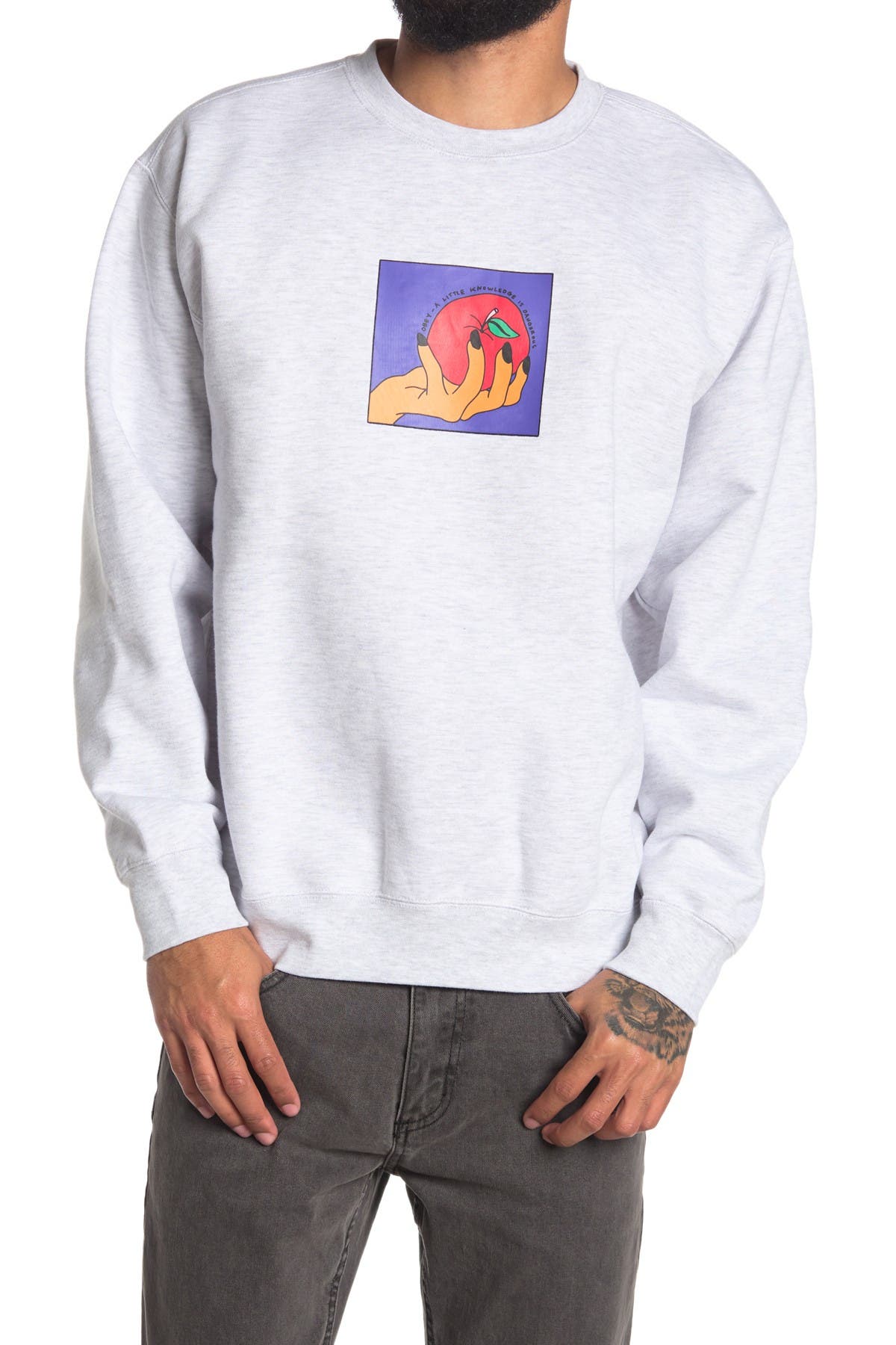 Obey Apple A Day Sweatshirt In Dark Grey2
