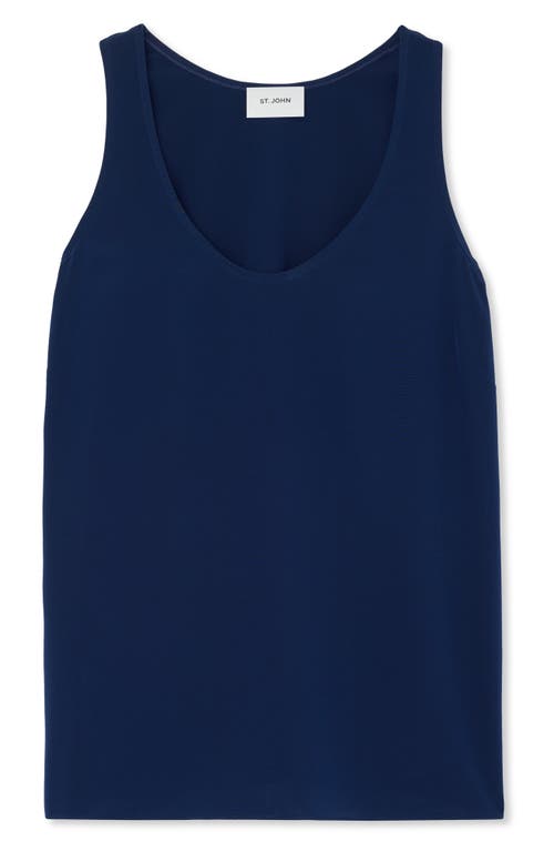 Shop St John St. John Collection Silk Crêpe De Chine Tank In Royal Blue