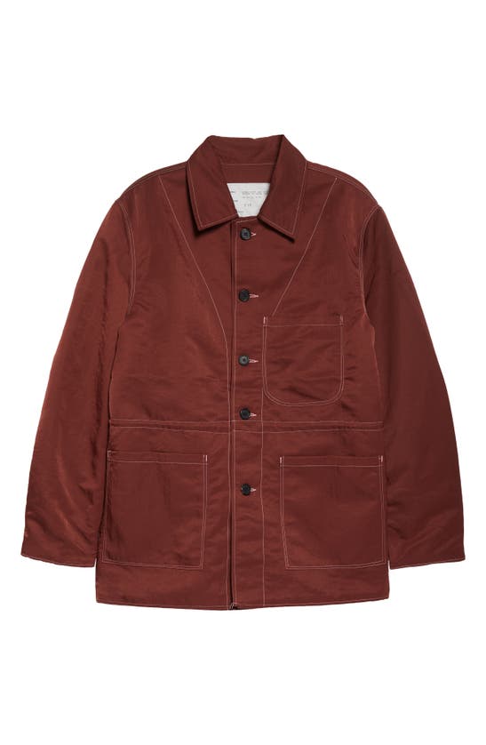 Double Layer Worker Jacket In Brick Red