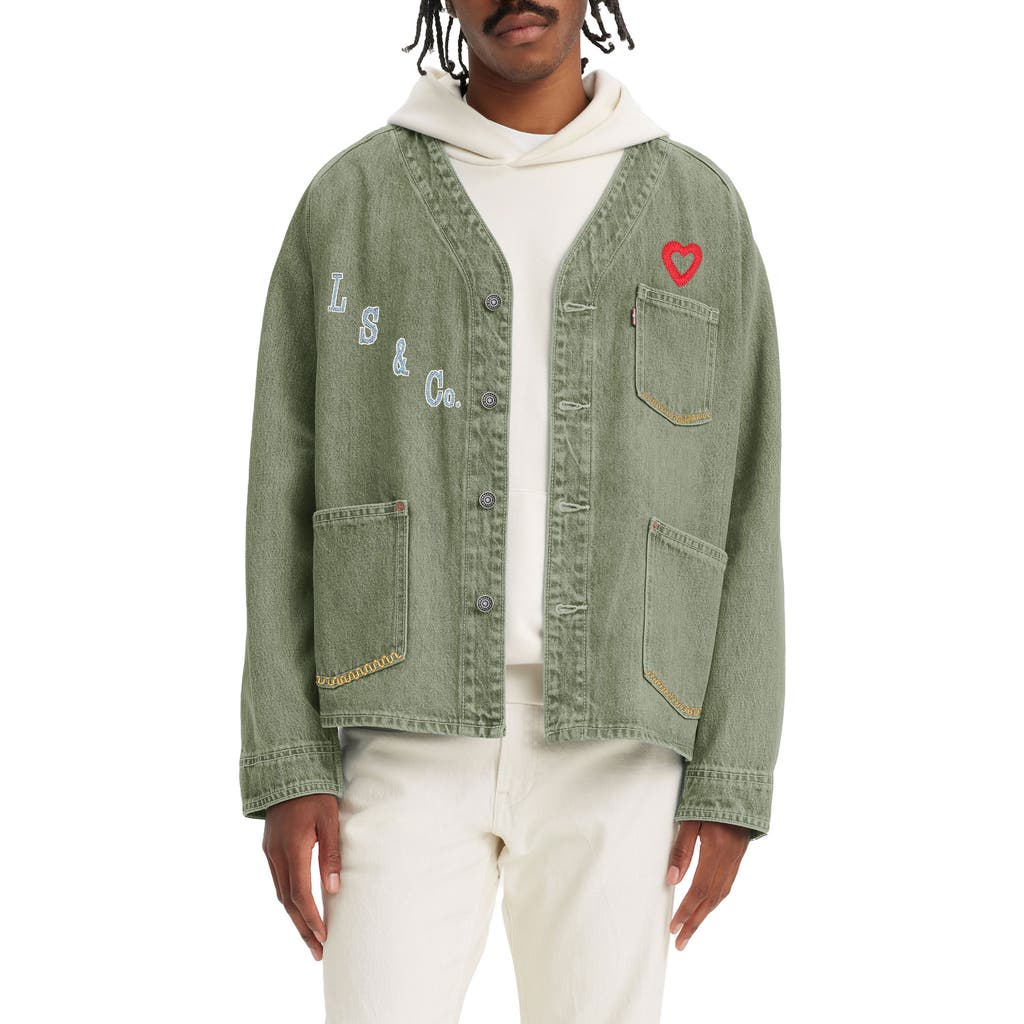 Levi's Union Engineer Denim Graphic Jacket In Pluck Four Leaf Clover Pd