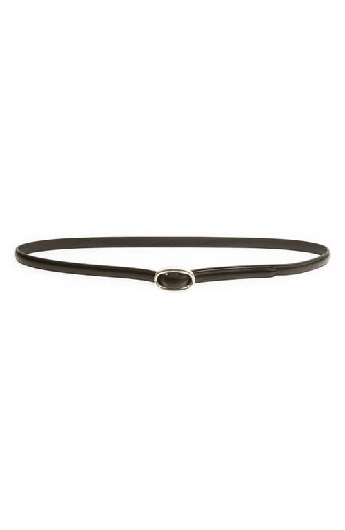 Saint Laurent Logo Buckle Leather Belt Black/Black at Nordstrom,