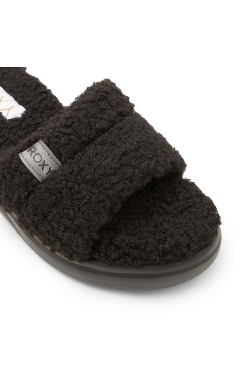 Shop Roxy Gelato Lux Faux Shearling Slide Sandal In Black