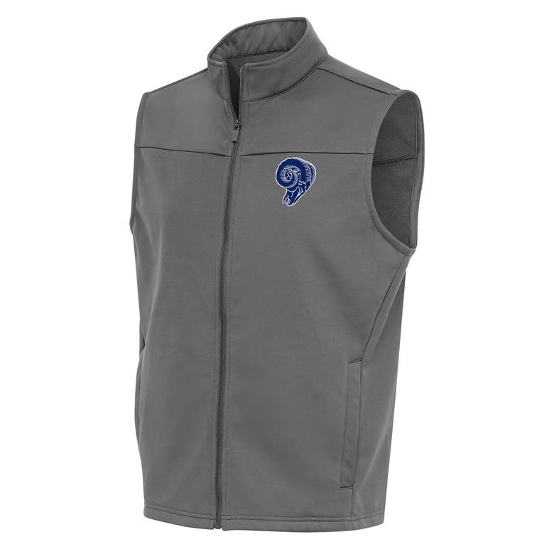 Shop Antigua Steel Los Angeles Rams Team Logo Throwback Links Golf Full-zip Vest