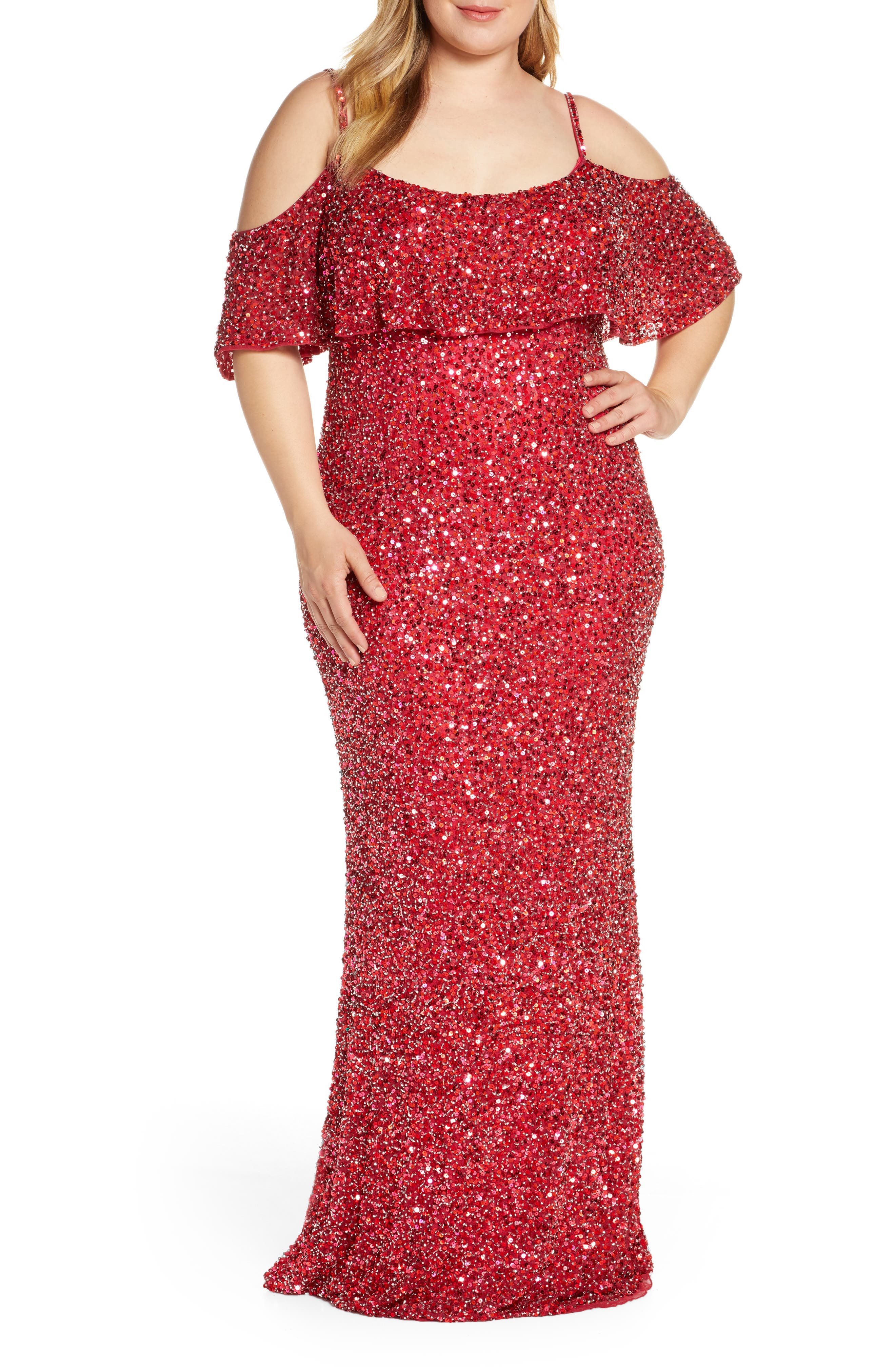 plus size red sequin gown