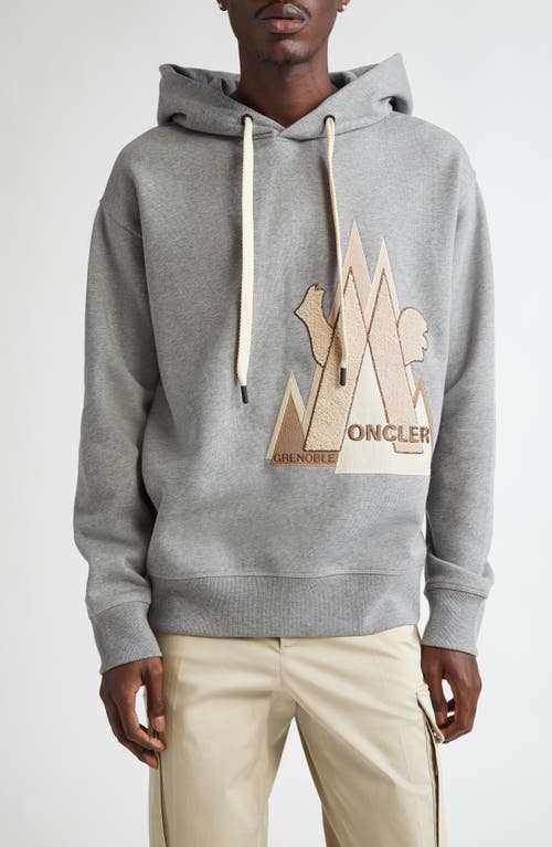 Shop Moncler Logo Appliqué Hoodie In Light Grey