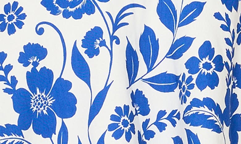 Shop Milly Flowers Of Spain Linen Blend Midi Sundress In Blue/ White