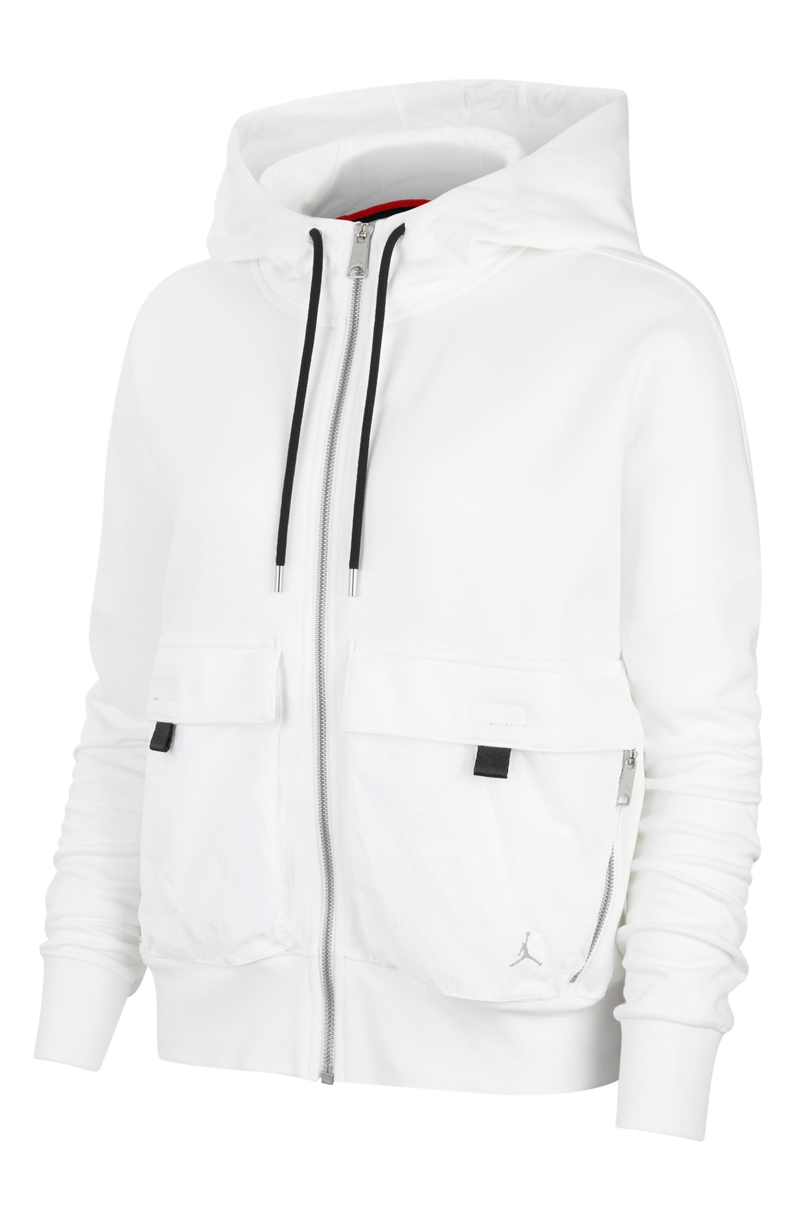 white zip up nike hoodie
