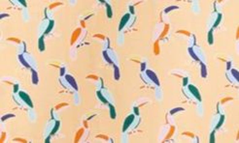 Johnston & Murphy Toucan Print Short Sleeve Cotton Button-down Shirt In Melon