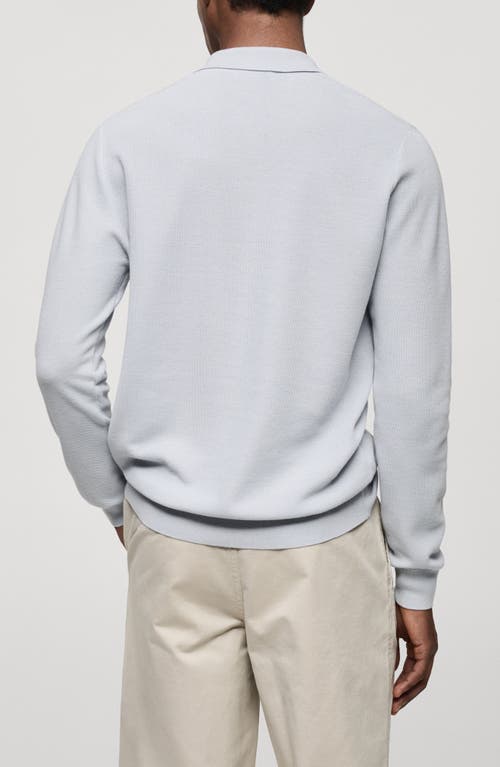 Shop Mango Structured Long Sleeve Polo Top In Sky Blue