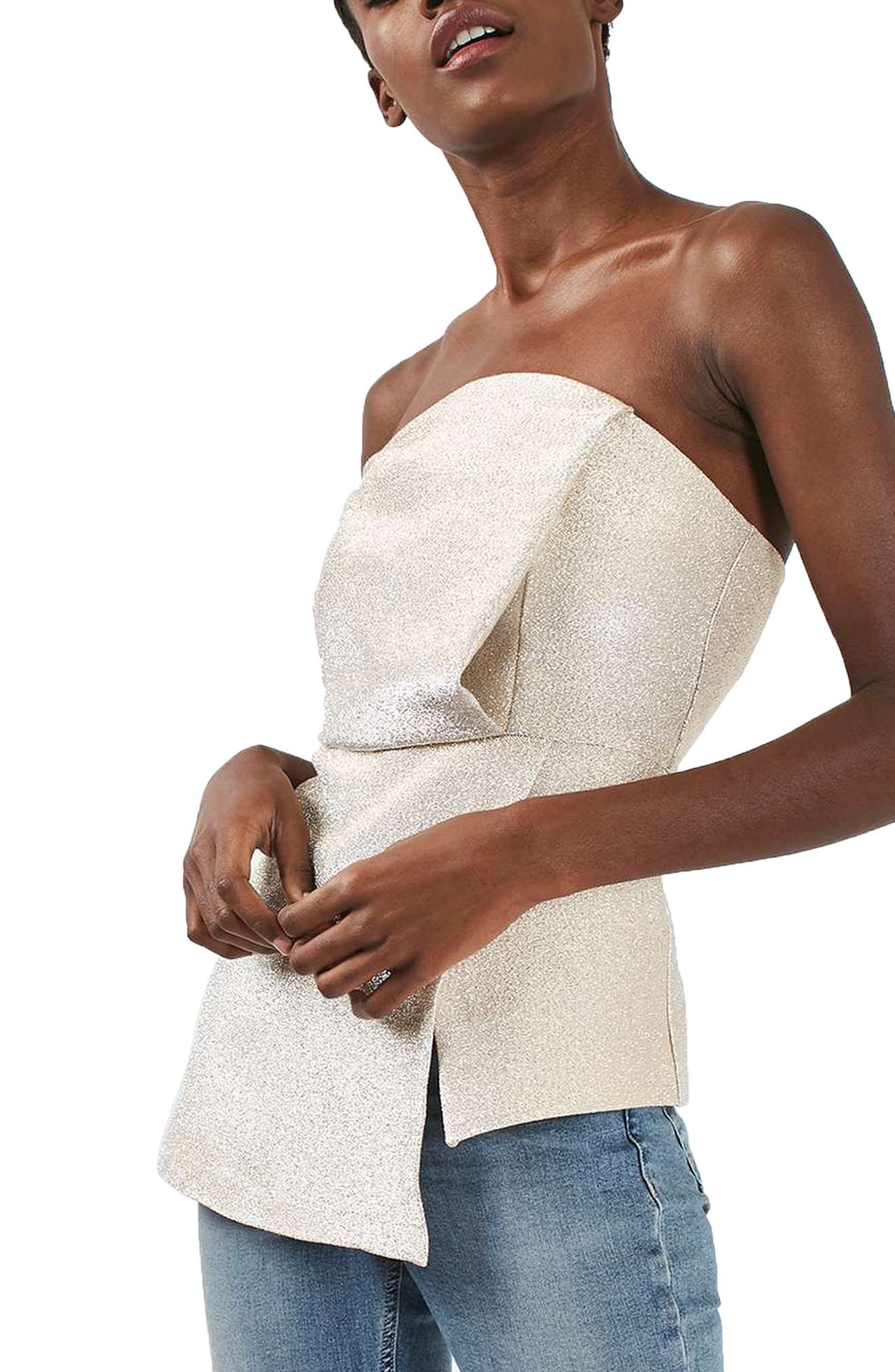 Structured Metallic Strapless Top Nordstrom