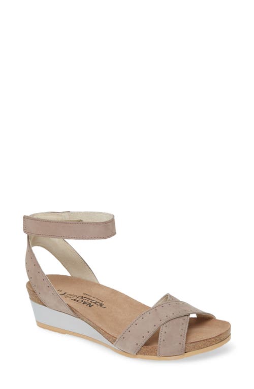 Naot Wand Wedge Sandal In Stone/brown Nubuck Leather
