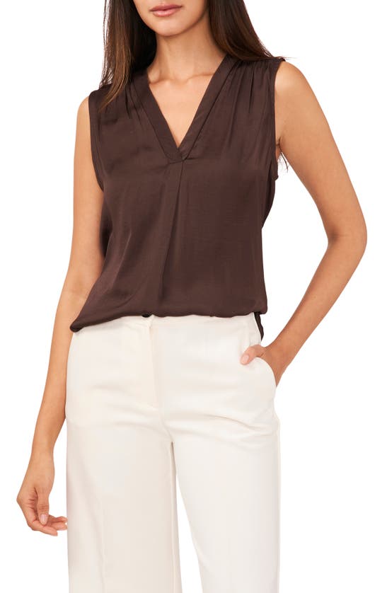 Vince Camuto Rumpled Satin Blouse In Rich Chocolate