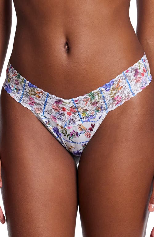 Floral Print Supima Cotton Low Rise Thong in Flower Crown