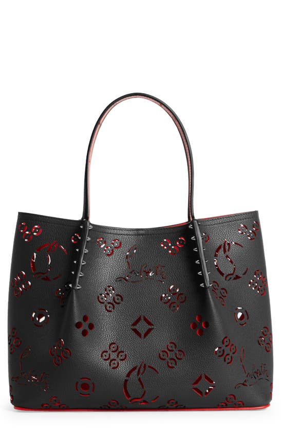 Christian Louboutin Small Cabarock Loubinthesky Perforated Leather Tote In Black