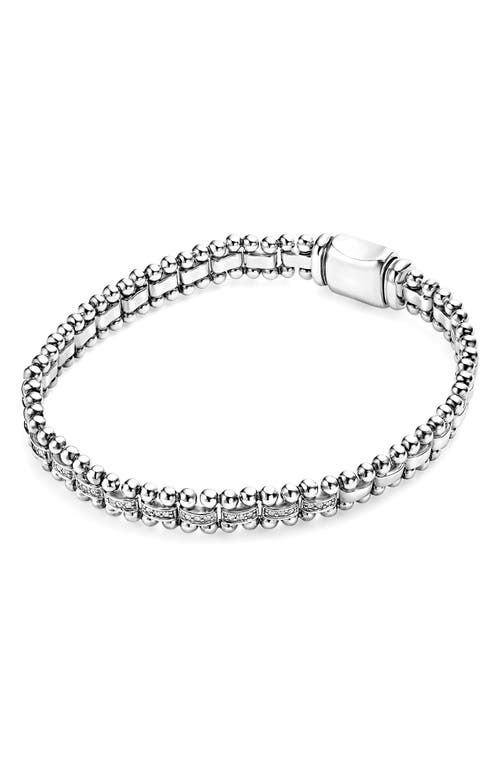 Lagos Sterling Silver Caviar Spark Diamond Link Bracelet In Silver/diamond
