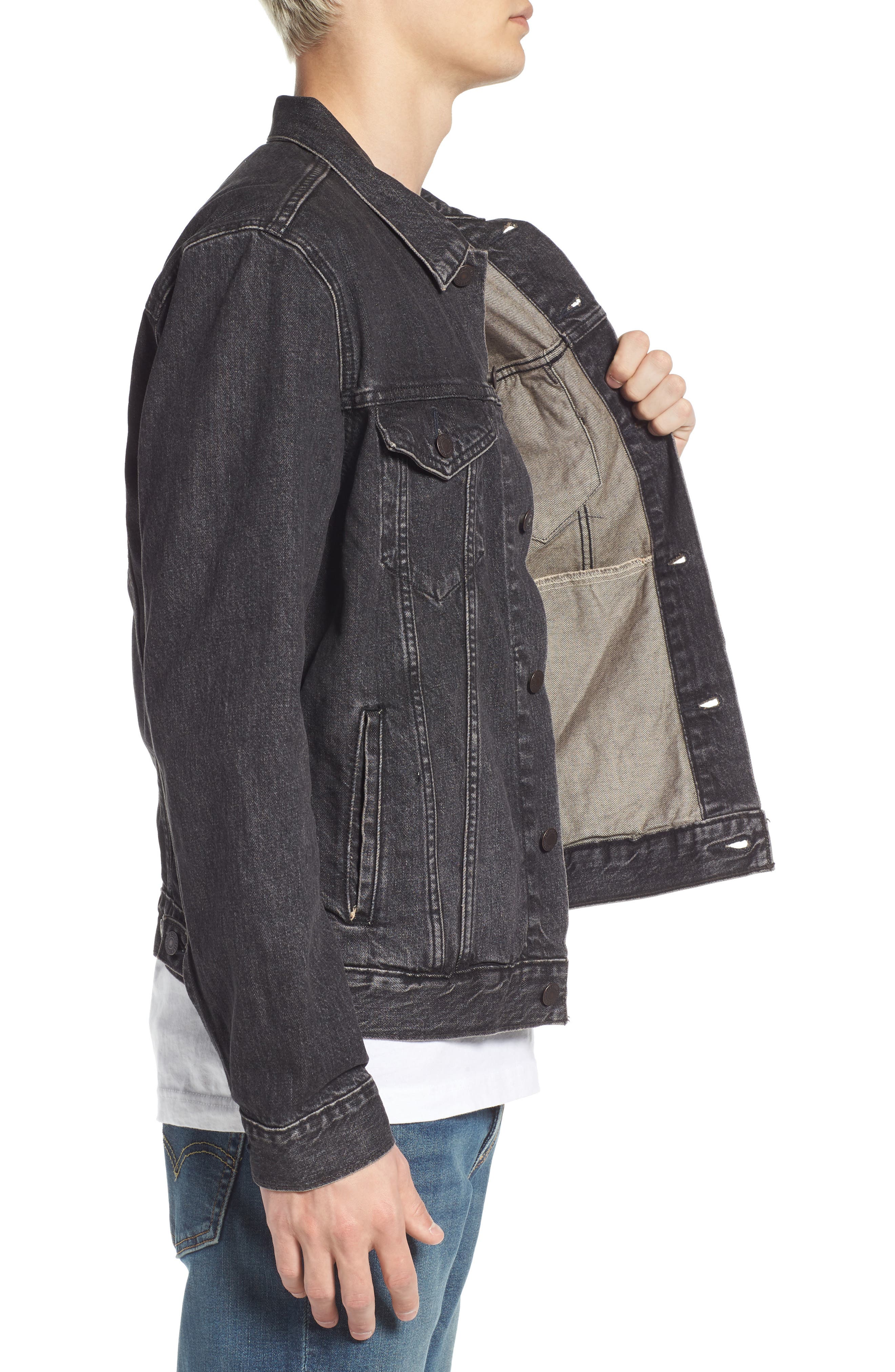 LEVI'S<SUP>®</SUP>,
                            Trucker Denim Jacket,
                            Alternate thumbnail 4, color,
                            001