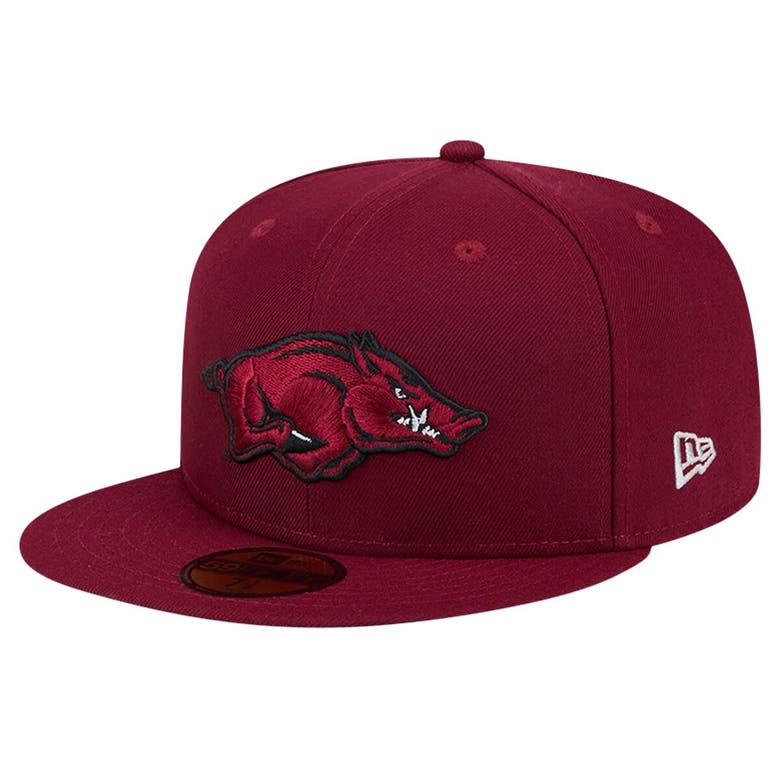 Shop New Era Cardinal  Arkansas Razorbacks Throwback 59fifty Fitted Hat