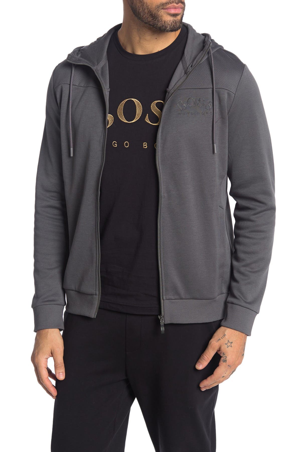 boss saggy full zip hoodie