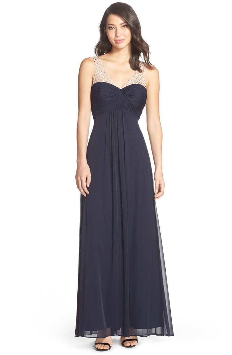Xscape Beaded Ruched Bodice Gown | Nordstrom