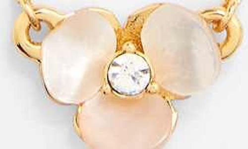 Kate Spade Gold-tone Pave & Mother-of-pearl Flower Pendant Necklace In Cream/clear/gold