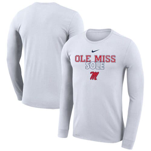 Nike White Ole Miss Rebels 2023 On Court Bench Long Sleeve T-Shirt