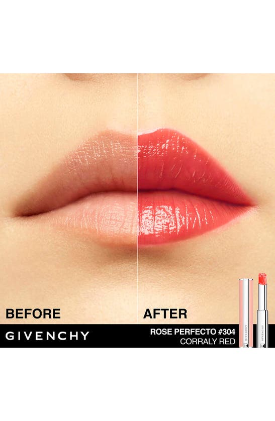 Givenchy Rose Perfecto Lip Balm 24h Hydration 304 Corally Red .09 oz In 304 Coral Red