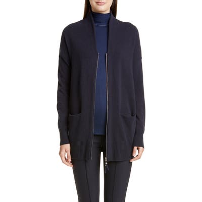 Lafayette 148 New York Merino Wool & Cashmere Zip Cardigan, Black