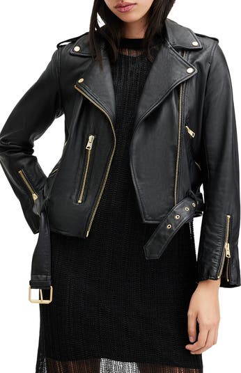 AllSaints Balfern Leather Biker Jacket Nordstrom