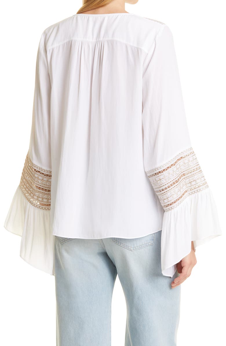 RAMY BROOK Curtis Embroidered Bell Sleeve Top, Main, color, IVORY