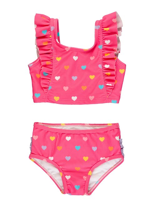Rufflebutts Girls Upf50+ Waterfall Tankini In Colorful Hearts