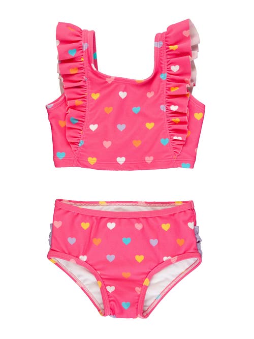 Shop Rufflebutts Girls Upf50+ Waterfall Tankini In Colorful Hearts