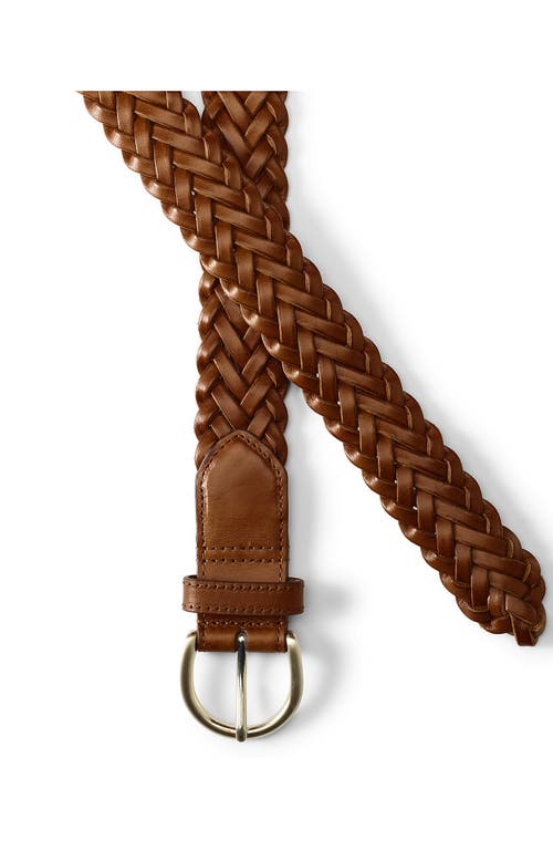 Shop Lands' End Leather Braided Belt In Chestnut