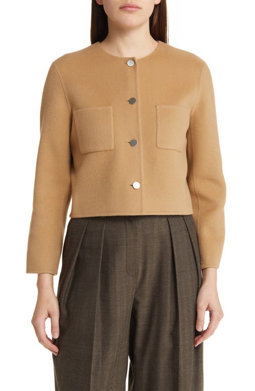 Theory New Divide Wool & Cashmere Crop Jacket in Camel