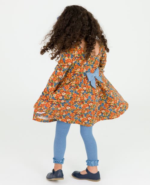 Rufflebutts Toddler Girls Rib Knit Footless Ruffled Tights In Countryside Blue