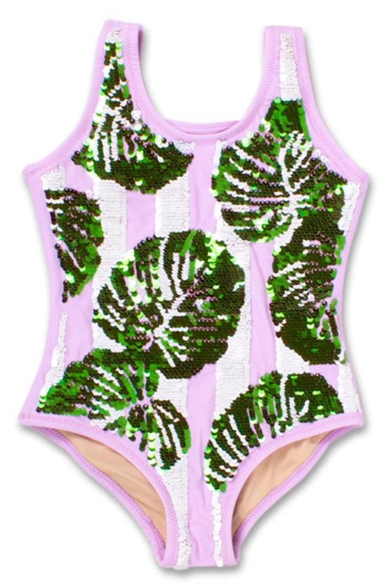 Shop Shade Critters Kids' Tropical Frond One-piece Swimsuit In Purple
