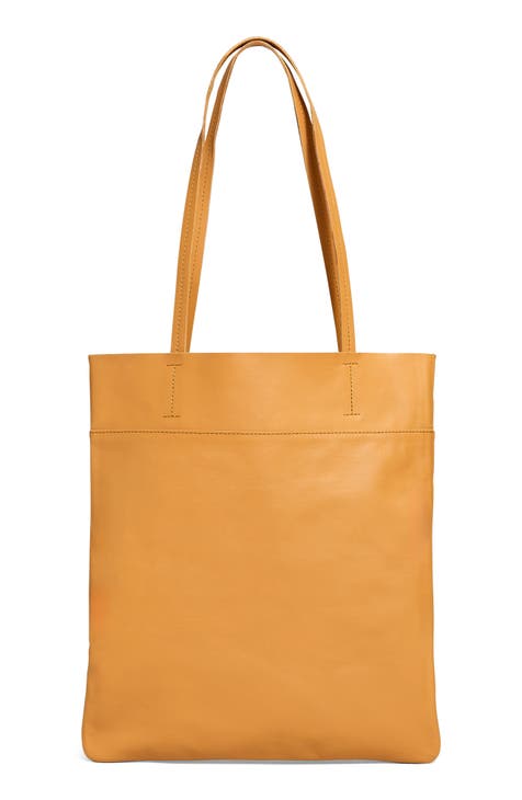 Madewell The Magazine Leather Tote Bag in Distant Sand
