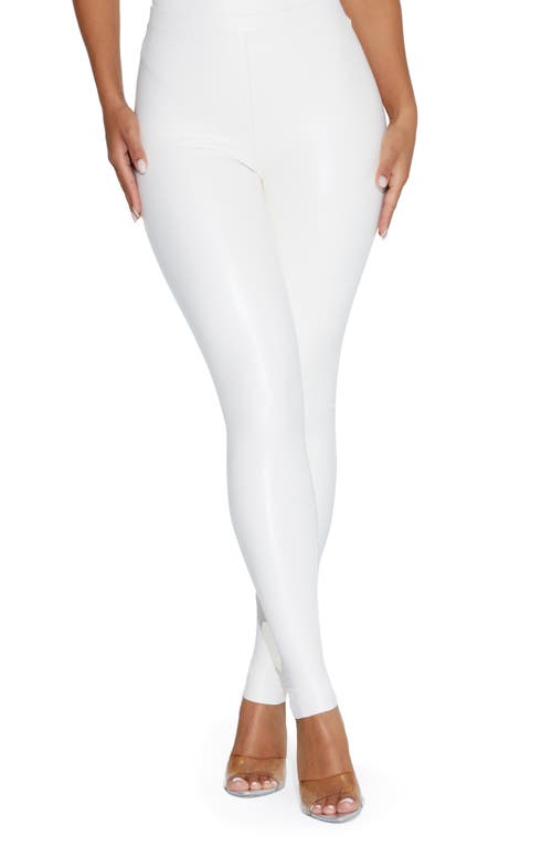 Naked Wardrobe All Faux U High Waist Faux Leather Leggings in White