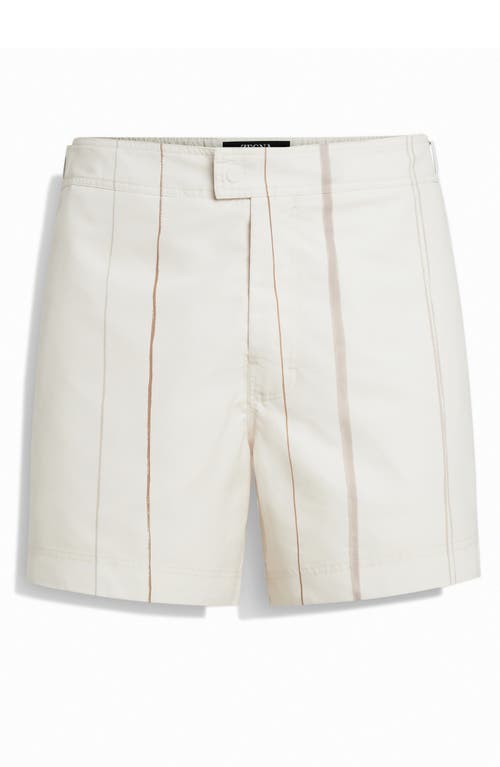 Shop Zegna Stripe Swim Trunks In Iuta Beige