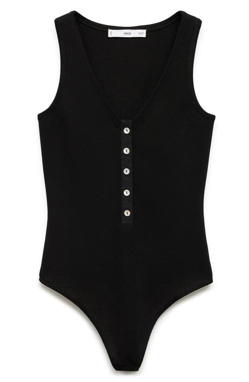 Shop Mango Button Front Tank Bodysuit In Black