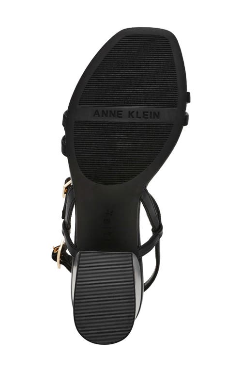 Anne Klein Women's Mackenzie Strappy Buckle Block Heel Dress Sandals In Black Smooth