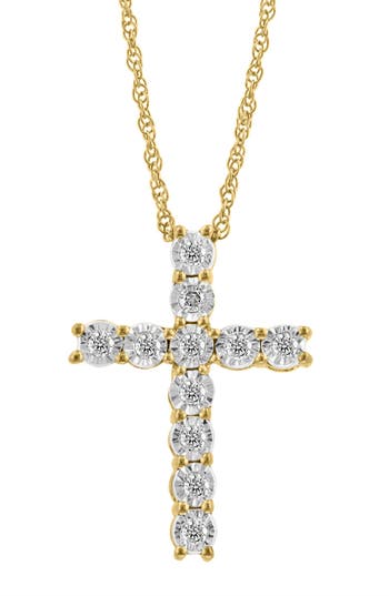 Shop Effy Diamond Cross Pendant Necklace In Yellow Gold