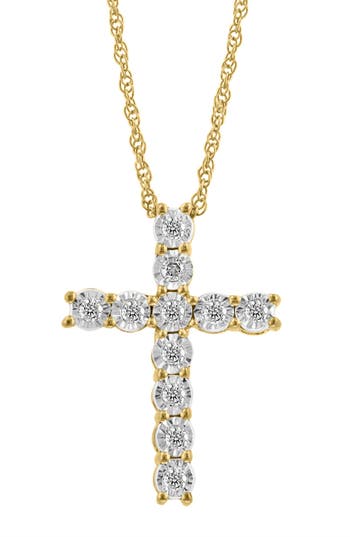 Effy Diamond Cross Pendant Necklace In Yellow Gold