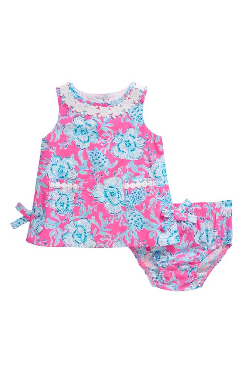 Lilly Pulitzer Babies' ® Floral Cotton Dress & Bloomers In Roxie Pink Wave N Sea