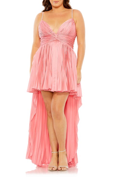 One Shoulder Chiffon Dress for Bridesmaids Coral Plus Size