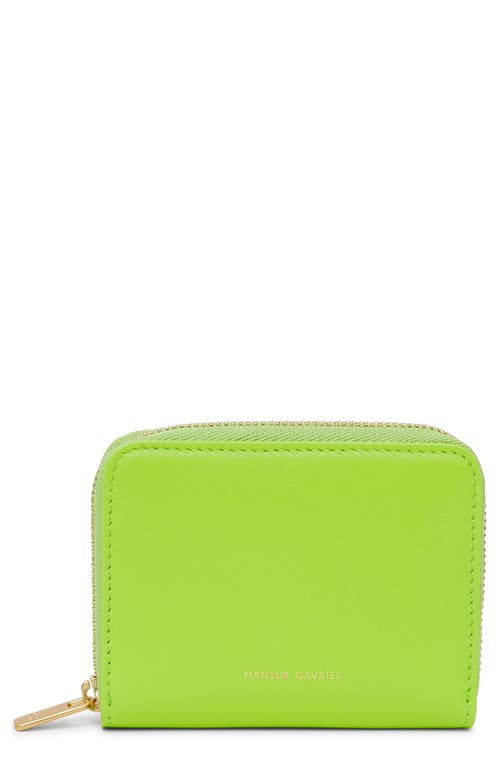 Mansur Gavriel Compact Leather Zip Card Case in Electric Lime