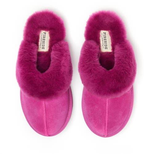 Shop Dearfoams Fireside Melton Genuine Shearling Platform Scuff Slipper In Mystic Purple