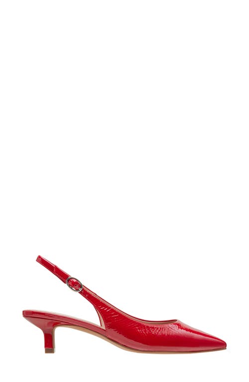 Linea Paolo Cecil Slingback Pointed Toe Kitten Heel Pump In Lipstick Red