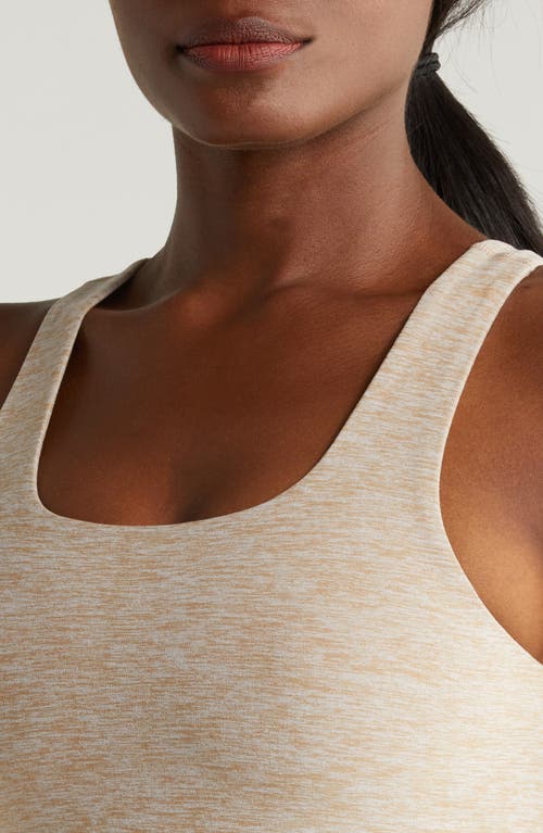 Shop Zella Renew Mélange Support Crop Tank In Tan Thread