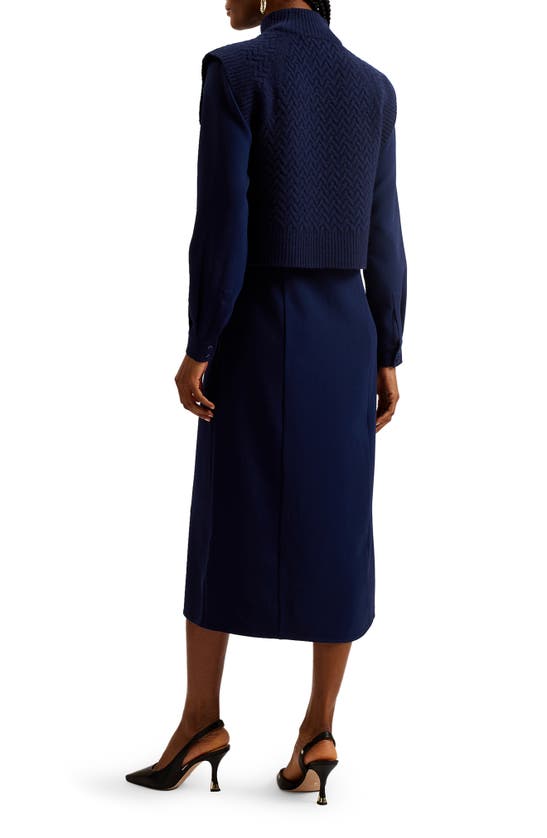 Shop Ted Baker Elsiiey Layered Look Long Sleeve Shirtdress In Navy